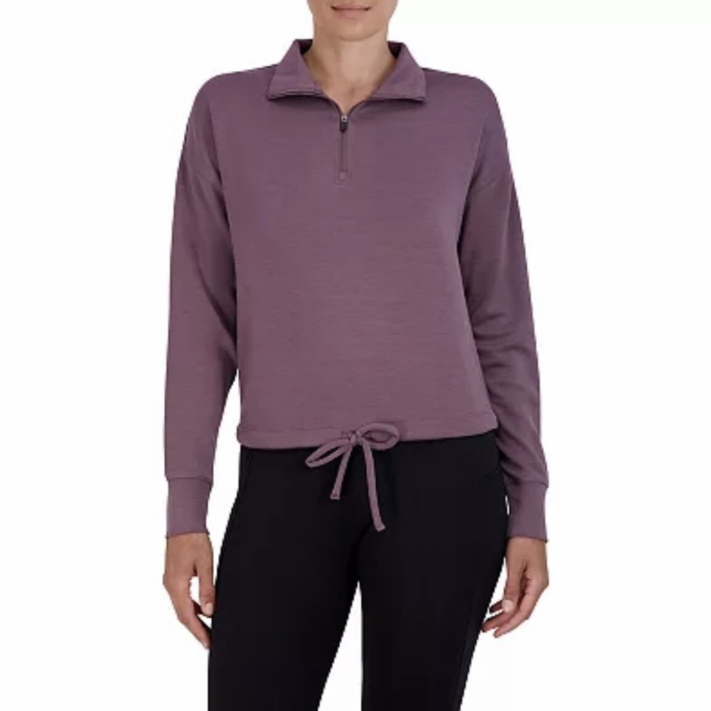 Gaiam Women's Small Sparrow Purple Hudson Cinched Mock Neck Sweatshirt Top NWT